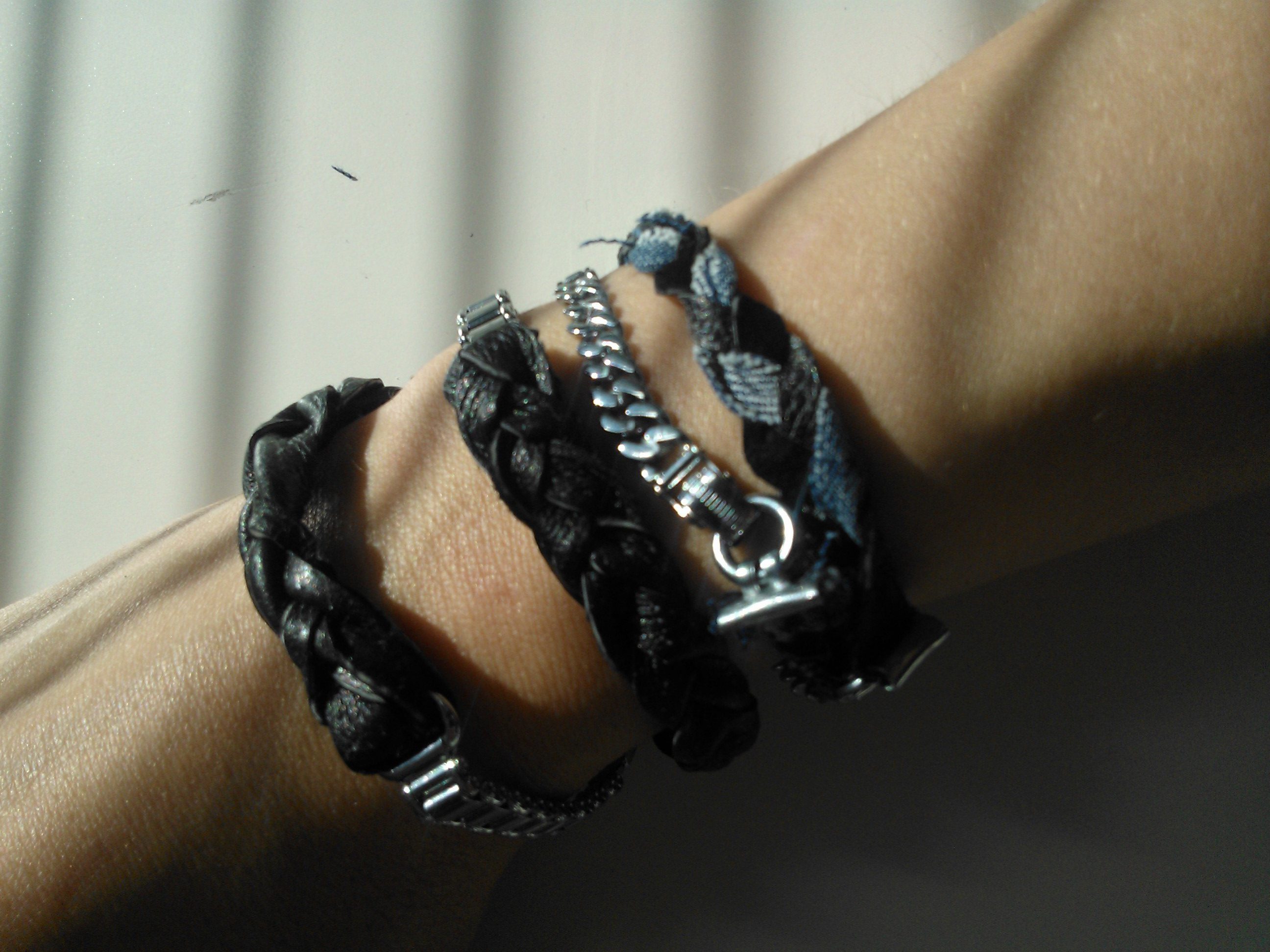 diy leather and denim bracelets