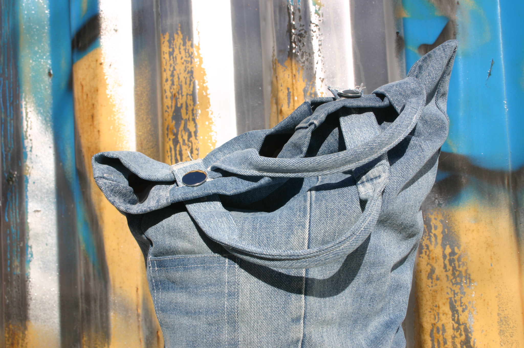 diy denim round bag with removable handles