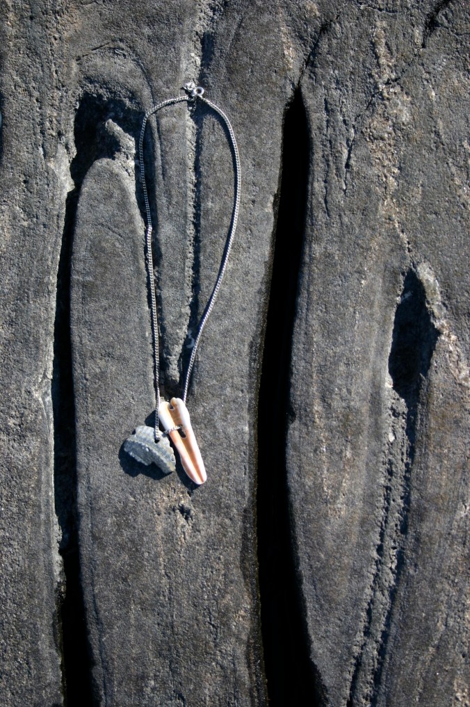 sea shells on silver chain