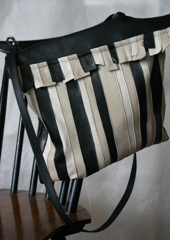 leather stripes bag