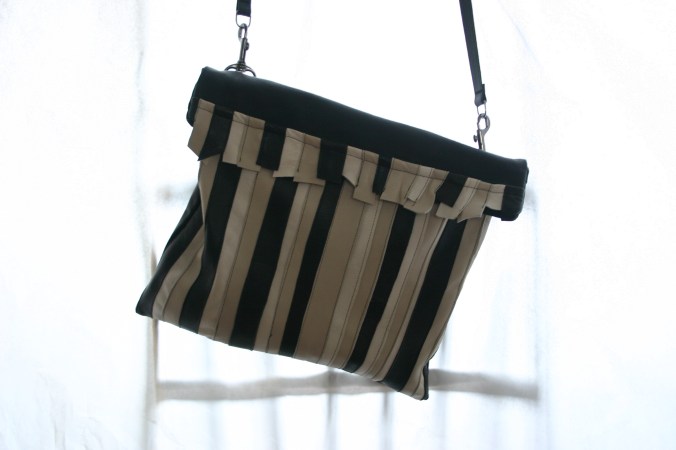 leather stripes bag