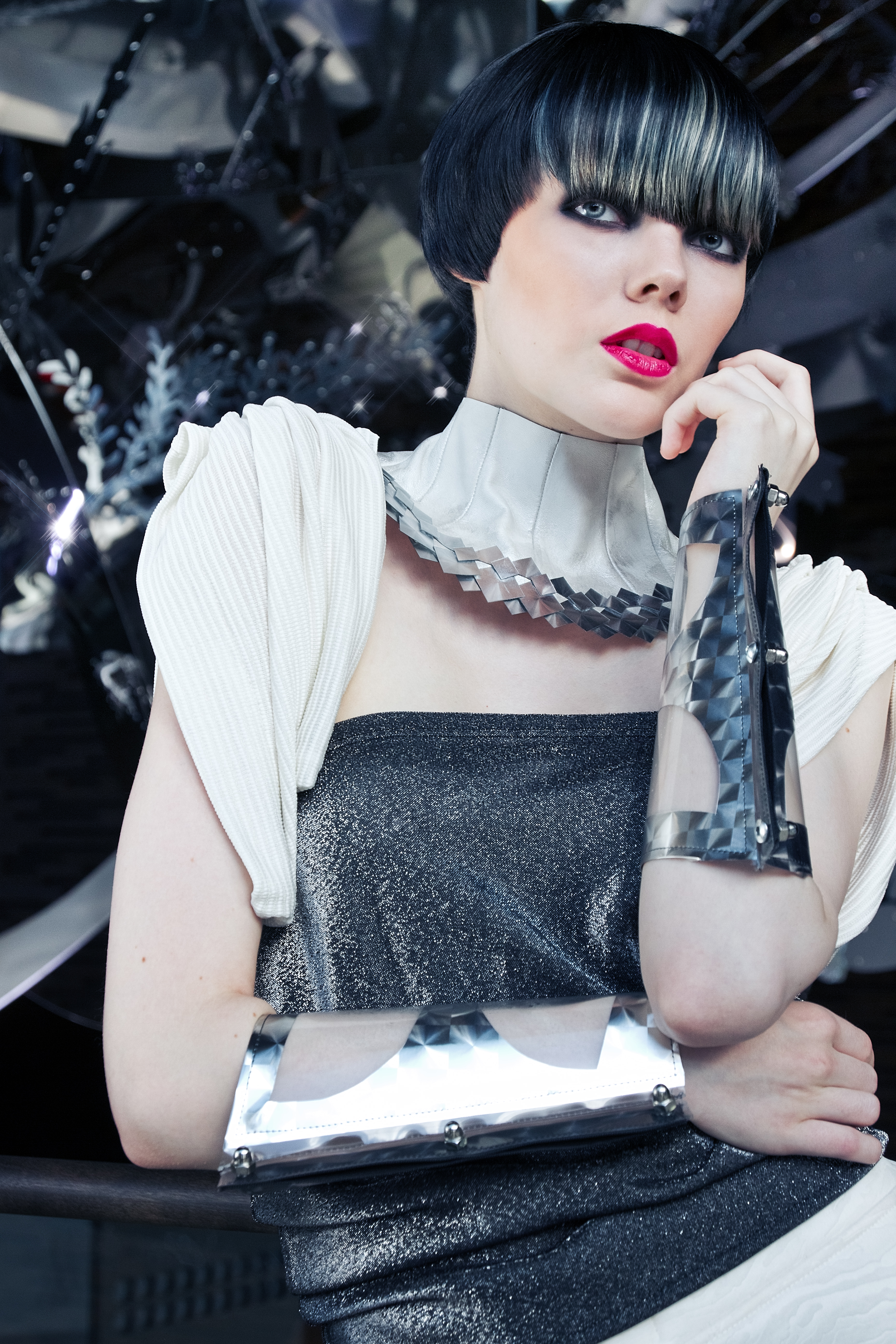 photoshoot Intercoiffure Finland style Northern Lights, styling and acc. Susanoo