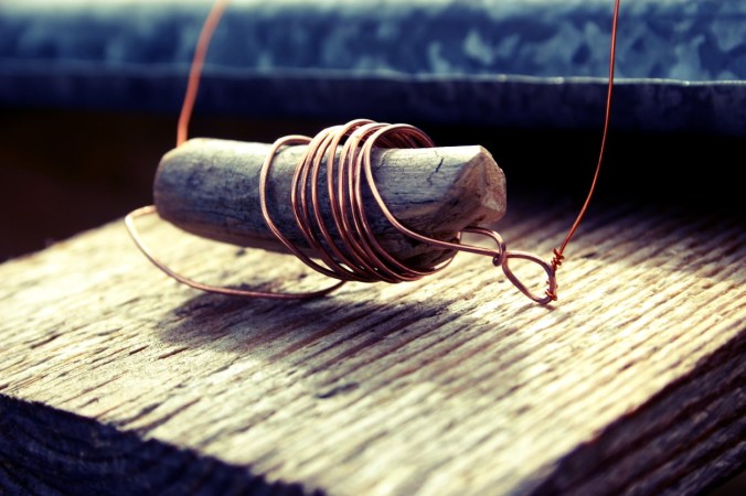 wood pendant with copper wire