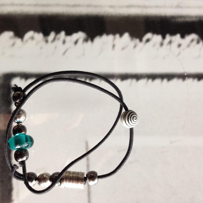 diy bracelet with leather cord and second hand jewellery