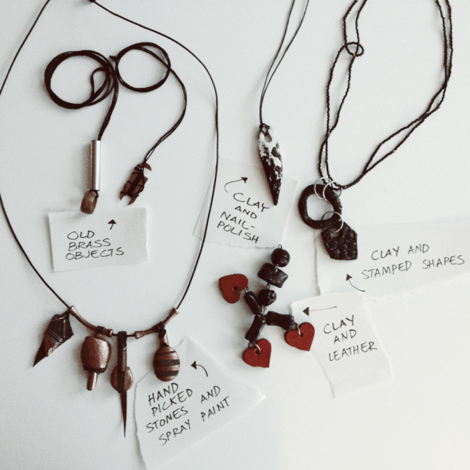 collage of diy pendants from different materials
