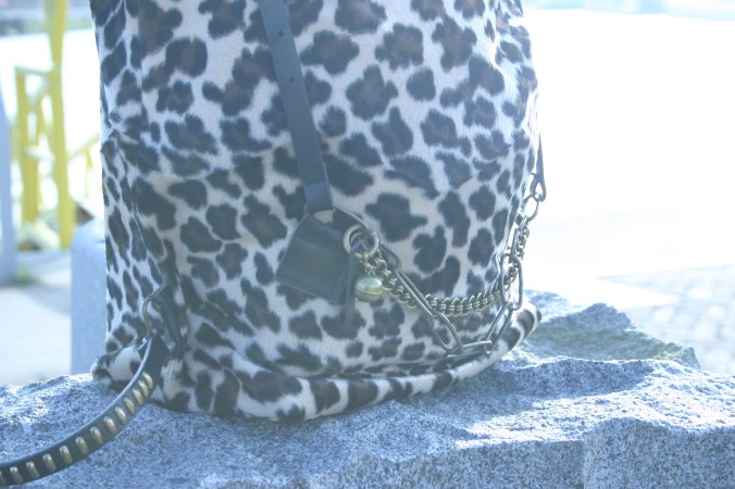 diy animal print back bag with recycled decorations