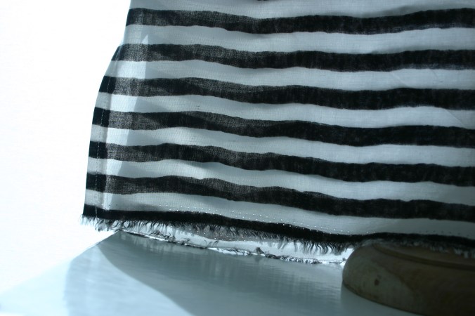 diy striped batwing sleeve blouse with raw hem